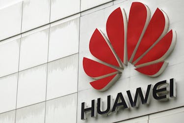 The logo of the Huawei Technologies Co. Ltd. is seen outside its headquarters in Shenzhen, Guangdong province, April 17, 2012.