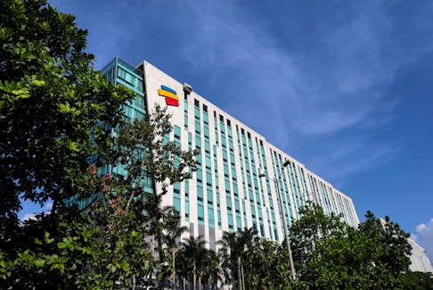 The facade of the Colombian bank, Bancolombia, is seen in Medellin, Colombia May 29, 2019. Picture taken May 29, 2019.