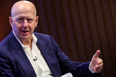 Goldman Sachs chairman and CEO David Solomon speaks during Goldman Sachs analyst impact fund competition at Goldman Sachs Headquarters in New York City, U.S., November 14, 2023.