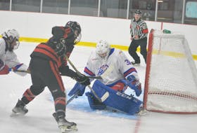 The Mount Pearl Blades beat the St. John’s Junior Capitals 5-2 in the opener of the 2024 Don Johnson Memorial Cup being held at the Glacier in Mount Pearl until Apr. 28. Both teams are in action today as the tournament continues. Nicholas Mercer/The Telegram