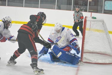 The Mount Pearl Blades beat the St. John’s Junior Capitals 5-2 in the opener of the 2024 Don Johnson Memorial Cup being held at the Glacier in Mount Pearl until Apr. 28. Both teams are in action today as the tournament continues. Nicholas Mercer/The Telegram