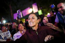Presidential candidate of the ruling MORENA party Claudia Sheinbaum holds a campaign rally in the borough of Tlalpan in Mexico City, Mexico April 22, 2024.