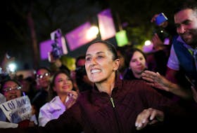 Presidential candidate of the ruling MORENA party Claudia Sheinbaum holds a campaign rally in the borough of Tlalpan in Mexico City, Mexico April 22, 2024.