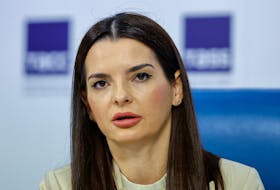 Leader of Moldova's Gagauzia region Yevgenia Gutsul (Eugenia Gutul) speaks during a press conference in Moscow, Russia, April 22, 2024.