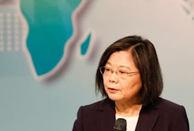 Taiwan's President Tsai Ing-wen speaks during the Ketagalan forum in Taipei, Taiwan August 8, 2023.