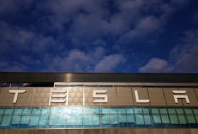 A view of the building of Tesla's production plant in Gruenheide outside Berlin, Germany, March 5, 2024, after the site lost power following a suspected arson attack on a nearby pylon. 