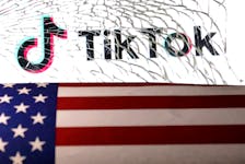 U.S. flag and TikTok logo are seen through broken glass in this illustration taken March 20, 2024.