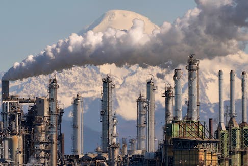 A view shows Marathon Petroleum's refinery in Anacortes, Washington, U.S., March 9, 2022. 