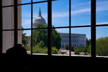 The U.S. Capitol dome is seen from the Russell Senate Office Building on Capitol Hill in Washington, U.S., April 19, 2023.