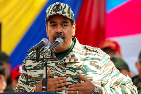 Venezuela's President Nicolas Maduro leads the celebration of the 22nd anniversary of late President Hugo Chavez's return to power after a failed coup attempt in 2002, in Caracas, Venezuela April 13, 2024.