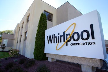 The administrative entrance at the Whirlpool plant in Clyde, Ohio, U.S. October 3, 2017.