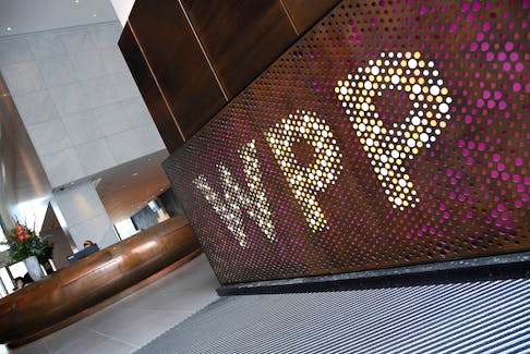 Branding signage for WPP, the largest global advertising and public relations agency at their offices in London, Britain, July 17, 2019.