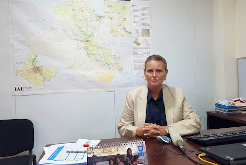 Lise Grande, the United Nations' Humanitarian Coordinator for Iraq, speaks during an interview with Reuters in Erbil, Iraq, July 5, 2017. 