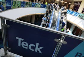 The logo of the Canadian mining company Teck Resources Limited is displayed as people visit the Prospectors and Developers Association of Canada (PDAC) annual conference in Toronto, Ontario, Canada March 7, 2023.