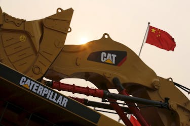 A Caterpillar excavator is displayed at the China Coal and Mining Expo 2013 in Beijing, China October 22, 2013. 