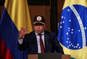 Colombia's President Gustavo Petro speaks during the inauguration of the International Book Fair (FilBo) in Bogota, Colombia April 17, 2024.