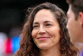 Sep 24, 2023; Chicago, Illinois, USA; Sue Bird, fiance of United States forward Megan Rapinoe (not pictured) looks on before the game between the United States and South Africa at Soldier Field. Mandatory Credit: Jon Durr-USA TODAY Sports/File Photo