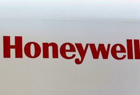 A Honeywell logo is pictured on the company booth during the European Business Aviation Convention & Exhibition (EBACE) at Cointrin airport in Geneva, Switzerland, May 24, 2016. 