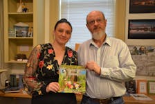 Children’s author Sherri Boudreau (S.L. Boudreau) and Carmen Legge of the History Channel’s hit show The Curse of Oak Island with a copy of Boudreau’s book The Oak Island Treasure Kids. It has reached No. 2 on Amazon’s list of best-selling children’s books about discovery and exploration. KIRK STARRATT