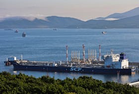 An aerial view shows Vladimir Arsenyev tanker at the crude oil terminal Kozmino on the shore of Nakhodka Bay near the port city of Nakhodka, Russia August 12, 2022.