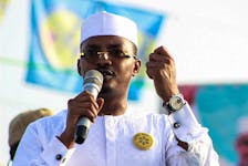 Chadian interim President Mahamat Idriss Deby speaks during the launch of his presidential campaign ahead of the May elections in N'Djamena, Chad April 14, 2024.
