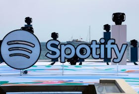 A logo of Spotify is seen on a beach during the Cannes Lions International Festival of Creativity in Cannes, France, June 20, 2023.
