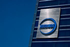 The logo of Spanish stainless steel manufacturer Acerinox is pictured on their offices in Madrid, Spain, April 22, 2024.