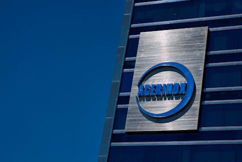 The logo of Spanish stainless steel manufacturer Acerinox is pictured on their offices in Madrid, Spain, April 22, 2024.