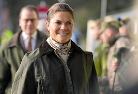 Swedish Crown Princess Victoria and Prince Daniel arrive for a visit to STANTA training camp in East Anglia where Swedish military personnel is delivering training to Ukrainian soldiers as part of the UK-led Operation Interflex, Britain November 29, 2023. Alastair Grant/Pool via