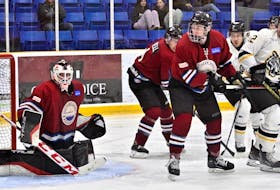 The Puglisevich Southern Shore Breakers are moving onto the semifinals of the 2024 Allan Cup Challenge being held in Dundas, Ont. The Breakers went 2-1 in the round robin and will face the Stoney Creek Tigers. Photo courtesy Paul Wright/Twitter