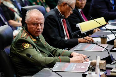 Russian Deputy Minister of Defence Alexander Fomin looks on as he attends the 10th Association of Southeast Asian Nations (ASEAN) Defense Ministers' Meeting Plus in Jakarta, Indonesia, November 16, 2023.