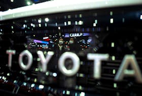 The Toyota logo is pictured at the 43rd Bangkok International Motor Show, in Bangkok, Thailand, March 22, 2022.