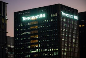 The logo of Tencent is seen at Tencent office in Shanghai, China December 13, 2021.