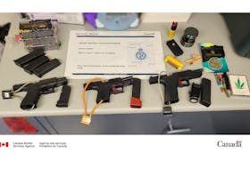 Scott Livingstone, 63, and Joyce Livingstone, 61, both of Conquerall Bank, N.S., are facing 16 charges after police at the St. Stephen, N.B., ferry point border seized weapons, firearms, ammo and cannabis on April 5. Contributed