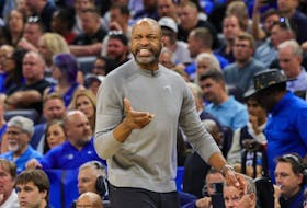 Apr 25, 2024; Orlando, Florida, USA; Orlando Magic head coach Jamahl Mosley motions during the second quarter of game three of the first round for the 2024 NBA playoffs at Kia Center. Mandatory Credit: Mike Watters-USA TODAY Sports/File Photo