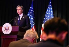 U.S. Secretary of State Antony Blinken speaks during a press conference at the U.S. Embassy in Beijing, China, April 26, 2024. Mark Schiefelbein/Pool via REUTERS