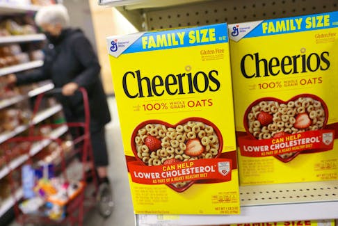 Packages of Cheerios, a brand owned by General Mills, are seen in a store in Manhattan, New York, U.S., November 12, 2021.