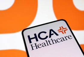 HCA Healthcare Inc logo is seen displayed in this illustration taken April 10, 2023.