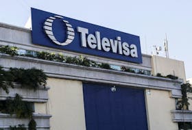 The logo of broadcaster Televisa is seen outside its headquarters in Mexico City, Mexico, December 14, 2022.