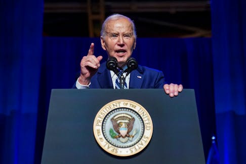 U.S. President Joe Biden delivers remarks on how the CHIPS and Science Act and his investing in America agenda are growing the economy and creating jobs in Central New York and communities across the country, during a visit to the Milton J. Rubenstein Museum of Science and Technology in Syracuse, New York, U.S., April 25, 2024.