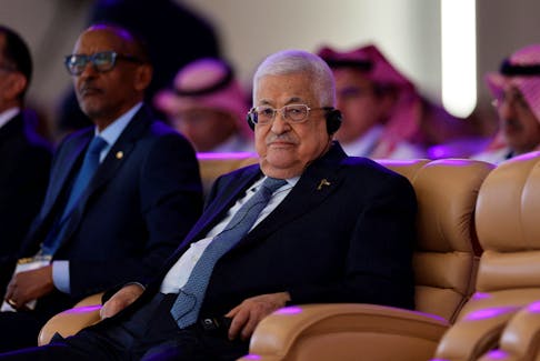 Palestinian President Mahmoud Abbas attends the World Economic Forum (WEF) in Riyadh, Saudi Arabia, April 28, 2024.