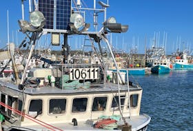 The Bradley & Emma is one of 24 fishing boats in the southwestern Nova Scotia fleet that has been outfitted with a solar and wind turbine powered energy system as a way to reduce fossil fuel consumption and green house gases. Kathy Johnson