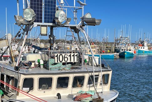 The Bradley & Emma is one of 24 fishing boats in the southwestern Nova Scotia fleet that has been outfitted with a solar and wind turbine powered energy system as a way to reduce fossil fuel consumption and green house gases. Kathy Johnson