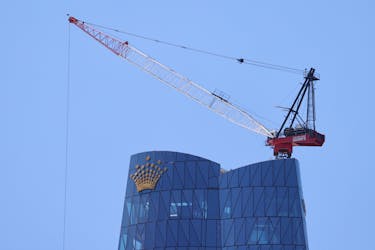 File photo: Construction on Crown Towers Sydney, a casino and hotel complex, takes place on the harbour waterfront in Sydney, Australia, October 21, 2020. 