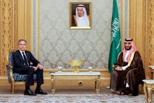 U.S. Secretary of State Antony Blinken meets with Saudi Crown Prince and Prime Minister Mohammed bin Salman at the Al Yamamah Palace in Riyadh, Saudi Arabia, April 29, 2024.