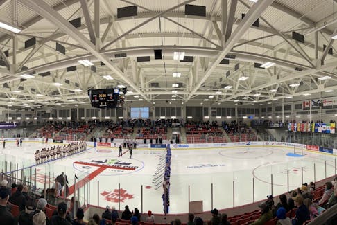 Attendance for the Telus Cup national under-18 hockey championship was expected to meet the host organizing committee’s expectations. Early in the week, more than 1,000 people were in attendance for each of the first two games for the host Sydney Mitsubishi Rush. Shown is a picture taken before the Rush first game on April 22 at the Membertou Sport and Wellness Centre. JEREMY FRASER/CAPE BRETON POST