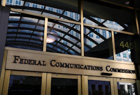 Signage is seen at the headquarters of the Federal Communications Commission in Washington, D.C., U.S., August 29, 2020.