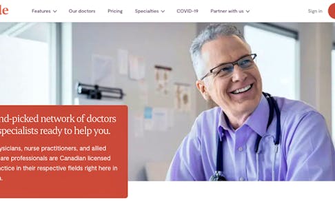 The login screen on the Maple virtual care site online promises a hand-picked network of doctors and specialists. Screenshot