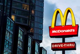 A view shows a sign outside a McDonald's drive-thru restaurant in London, Britain, December 10, 2021.