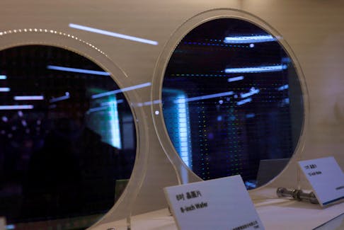 File photo: Wafers are displayed at the Science park exploration museum in Hsinchu, Taiwan, February 6, 2023.